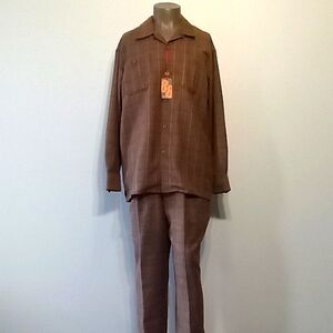 Vintage 88 Special 2pc Brown Plaid Shirt and Pants Set by Michael Irvin